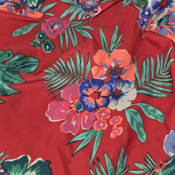 Old Navy 4X Red Hawaiian Tropical Floral Bathing Suit - Picture 2 of 9